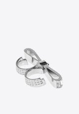 Versace Gianni Ribbon Crystal Two-Finger Ring Silver 1017812 1A00621-4JEE0