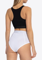 Versace Logo Waistband Cropped Top Black 1015880 1A12037-1B000