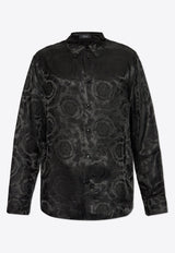 Versace Barocco Jacquard Silk-Blend Shirt Black 1017398 1A10070-1B000
