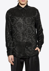 Versace Barocco Jacquard Silk-Blend Shirt Black 1017398 1A10070-1B000