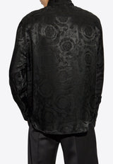 Versace Barocco Jacquard Silk-Blend Shirt Black 1017398 1A10070-1B000
