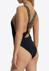 Versace Greca Border One-Piece Swimsuit Black 1018165 1A11119-1B000