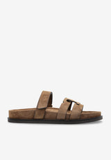 Tory Burch Ines Suede Sport Slides Brown 163481 0-219