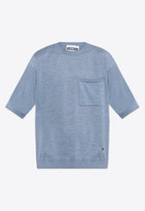 Moschino M Logo Wool Blend T-shirt Blue 251ZZ A0906 0201-0307