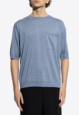Moschino M Logo Wool Blend T-shirt Blue 251ZZ A0906 0201-0307