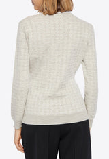 Givenchy Monogram Jacquard Wool-Blend Polo Sweater Gray BW90T G4ZPB-250