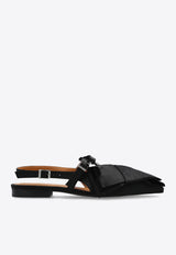 GANNI Big Bow Slingback Pointed-Toe Flats Black S2859 4932-099