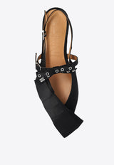 GANNI Big Bow Slingback Pointed-Toe Flats Black S2859 4932-099