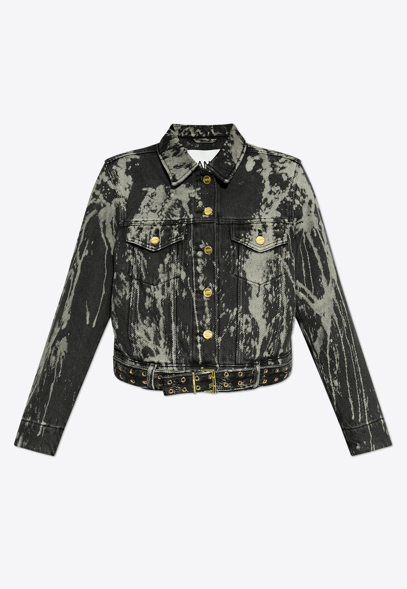 جاكيت من الدنيم بتأثير باهت بحزام