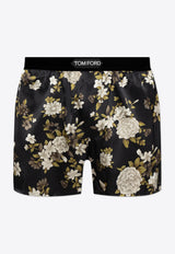 سروال داخلي من الحرير بحزام شعار الماركة