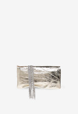Jimmy Choo Zandra Crystal-Embellished Leather Clutch ZANDRA BYN-LIGHT PLATINUM SILVER