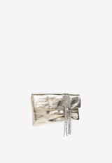 Jimmy Choo Zandra Crystal-Embellished Leather Clutch ZANDRA BYN-LIGHT PLATINUM SILVER