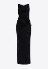 Versace Safety Pin Gathered Maxi Gown Black 1018625 1A12497-1B000