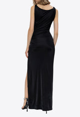 Versace Safety Pin Gathered Maxi Gown Black 1018625 1A12497-1B000