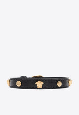 Versace Medusa Embellished Leather Bracelet Black 1018945 1A00637-1B00V