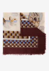 Ferragamo Logo-Printed Silk Scarf Multicolor 320977 SL NADIR 780038-BORDEAUX OCRA
