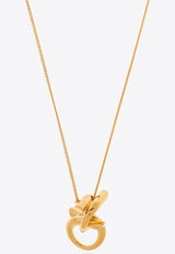 Ferragamo Logo-Engraved Pendant Necklace Gold 760811 NKL GANPIERC 780398-ORO GIOVE