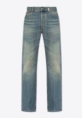 Alexander McQueen Washed-Out Straight-Leg Jeans Blue 814645 QYAA9-4211