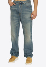 Alexander McQueen Washed-Out Straight-Leg Jeans Blue 814645 QYAA9-4211