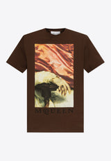 Alexander McQueen Graphic Print T-shirt Brown 815011 QTADA-0814