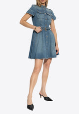 Alexander McQueen Stone-Washed Mini Denim Dress Blue 816098 QMAC3-4315
