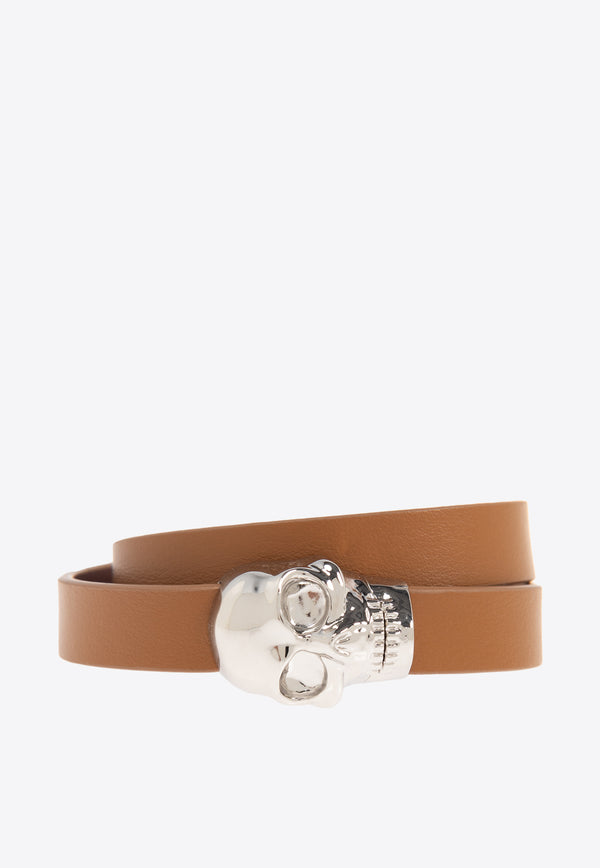 Alexander McQueen Skull Double Wrap Leather Bracelet 816676 1A0UM-2116