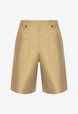Alexander McQueen Wide Leg Bermuda Shorts Beige 813444 QSAAX-9730