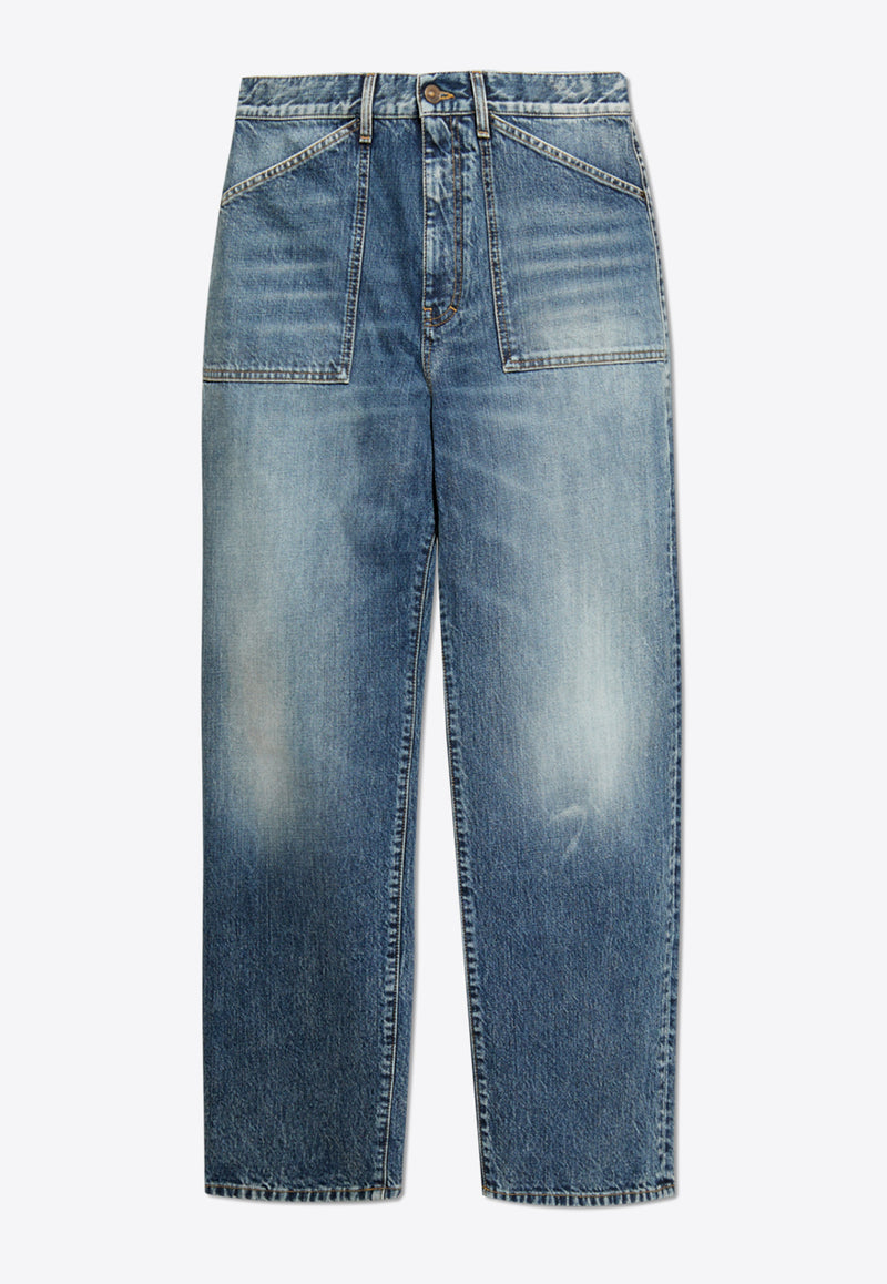 Washed Straight-Leg Jeans
