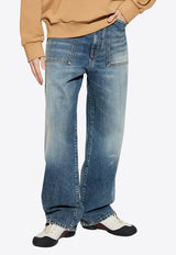 Washed Straight-Leg Jeans