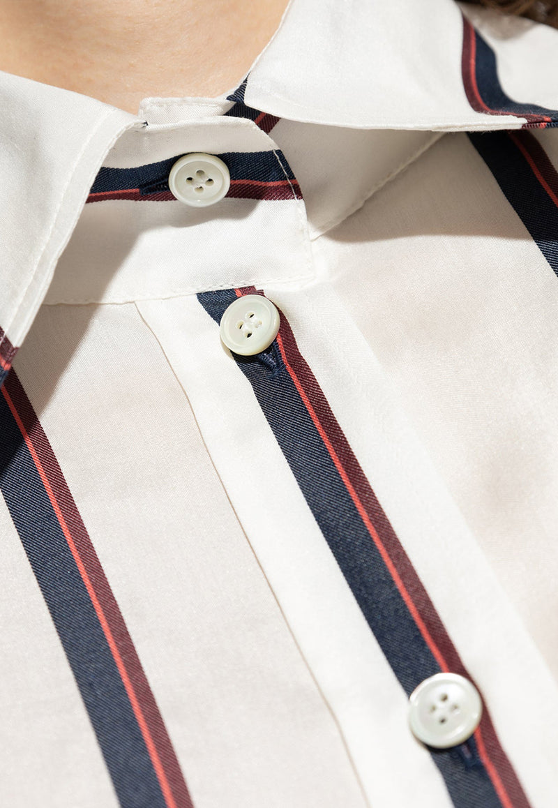 قميص مُقلّم طويل الأكمام