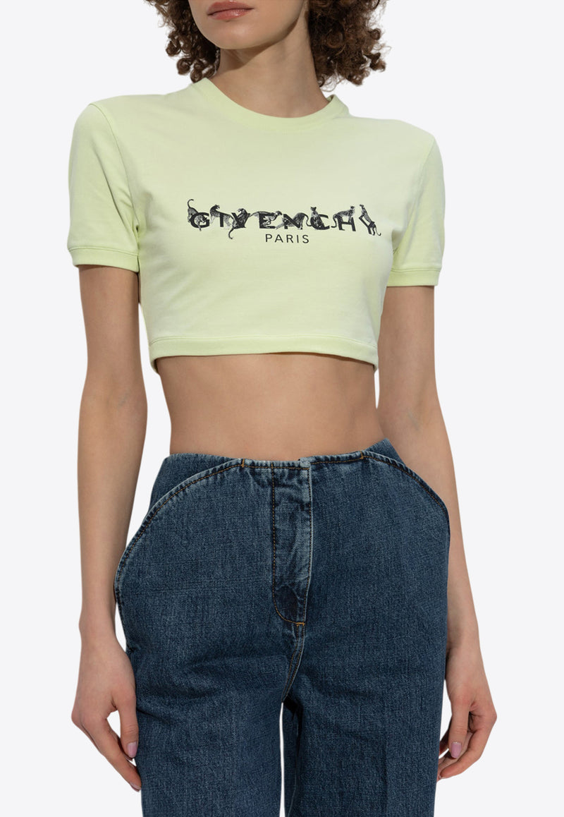 تي شيرت برقبة دائرية وشعار مطبوع