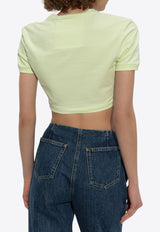 تي شيرت برقبة دائرية وشعار مطبوع