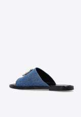 Logo-Plaque Leather Slides