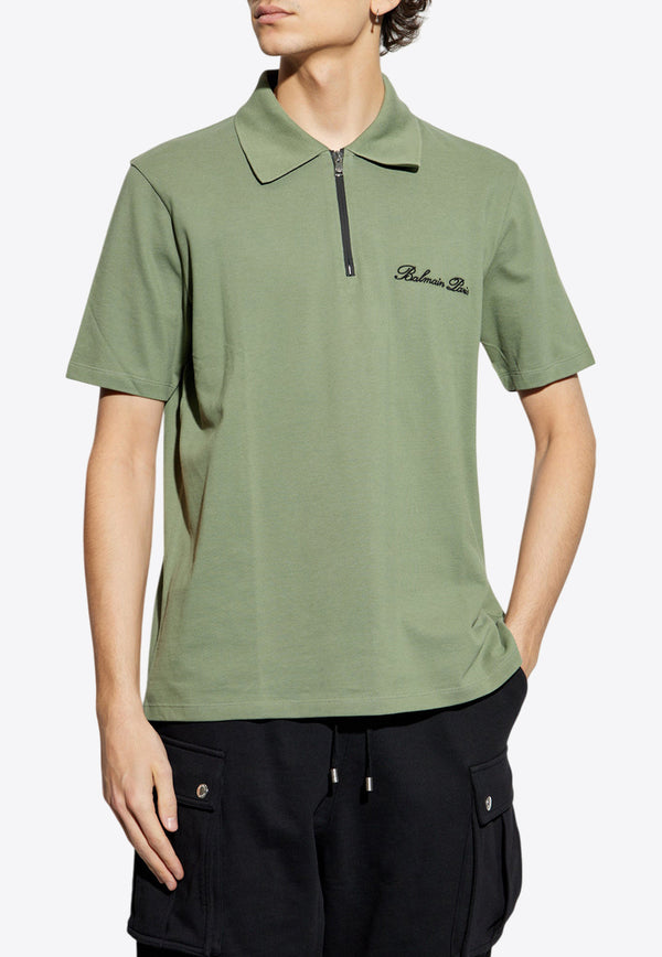 Balmain Logo Embroidered Polo T-shirt Green DH1GC028 BC78-UMD