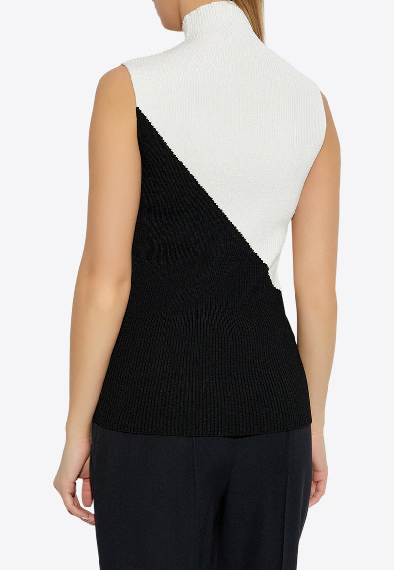 Logo intarsia Colorblocked Ribbed Top