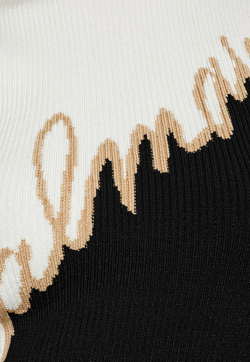 Logo intarsia Colorblocked Ribbed Top