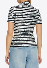 Balmain Printed Short-Sleeved T-shirt Monochrome EF1ALA55 JK05-GAB