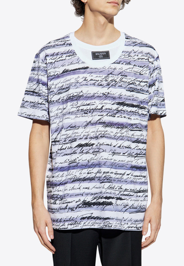 Balmain Printed Short-Sleeved T-shirt EH1EG028 GE34-GWD