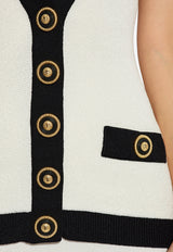 Balmain Knitted Sleeveless Mini Dress Cream EF1R5086 KH88-GAU