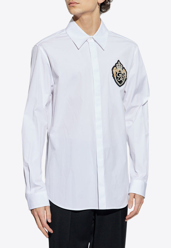 Balmain Logo-Patch Long-Sleeved Shirt EH1HS405 43CF-GCH