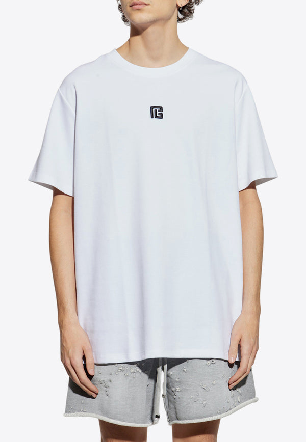 Balmain Logo-Print Crewneck T-shirt EH1EG010 BC87-GAB