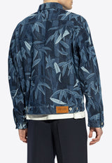 Kenzo Patterned Zipped Denim Jacket Navy FF55DV310 6P1-DM