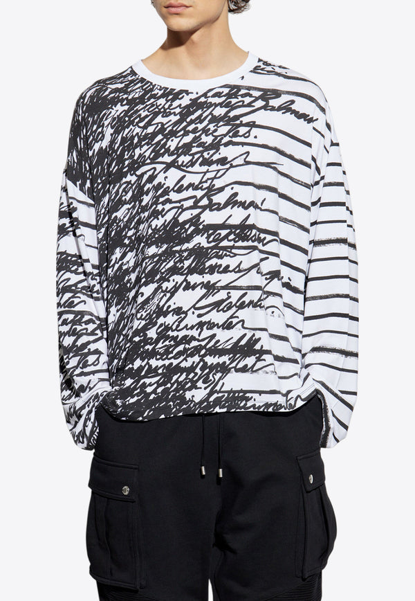 Balmain Love Letter Long-Sleeved T-shirt EH1EK036 GE33-GAB