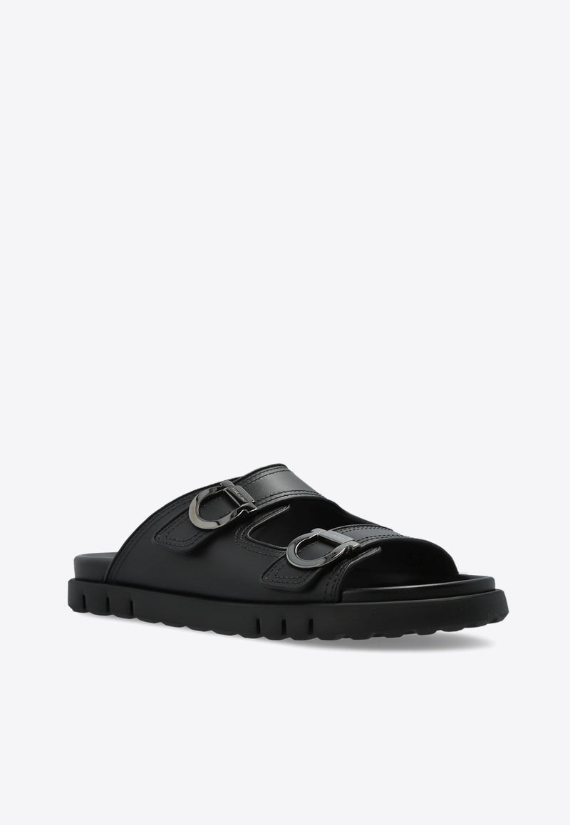 صندل من الجلد بحزام مزدوج