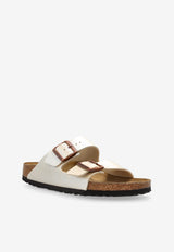 Birkenstock Arizona Leather Buckled-Straps Slides  Cream 1009921 0-GRACEFUL PEARL WHITE