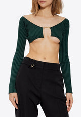 Jacquemus Logo-Plaque Long-Sleeved Cardigan Green 251KN108 2423-590