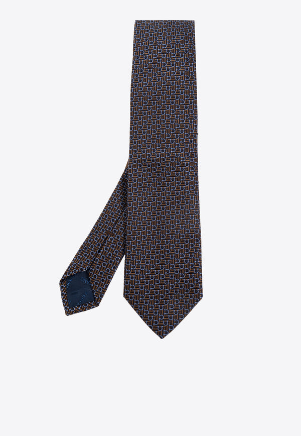 Salvatore Ferragamo Jacquard Tie with Diagonal Gancini 351228 4 ZELBIO7J 778698-F BRONZO B