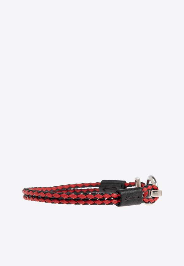 Gancini Two-Tone Braided Leather Bracelet