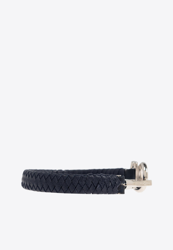 Gancini Plaque Leather Bracelet