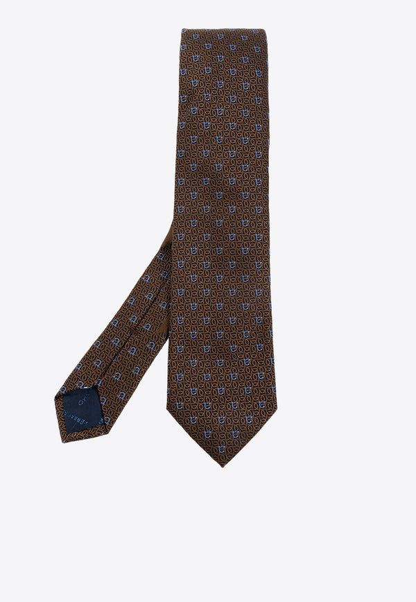 Gancini Jacquard Silk Tie